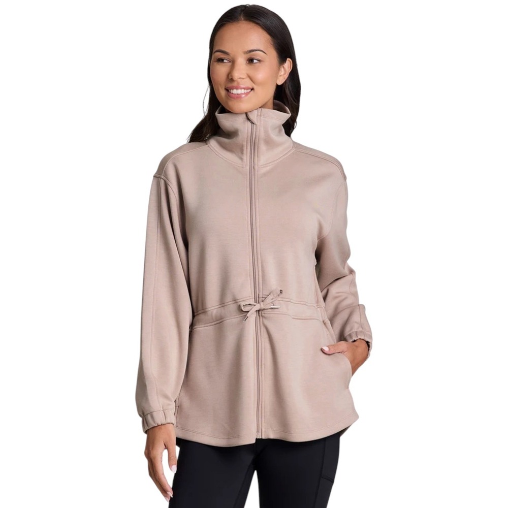 RBX Luxesoft Anorak Jacket Mauve Taupe Mock Neck Drawstring Waist Women's Size M